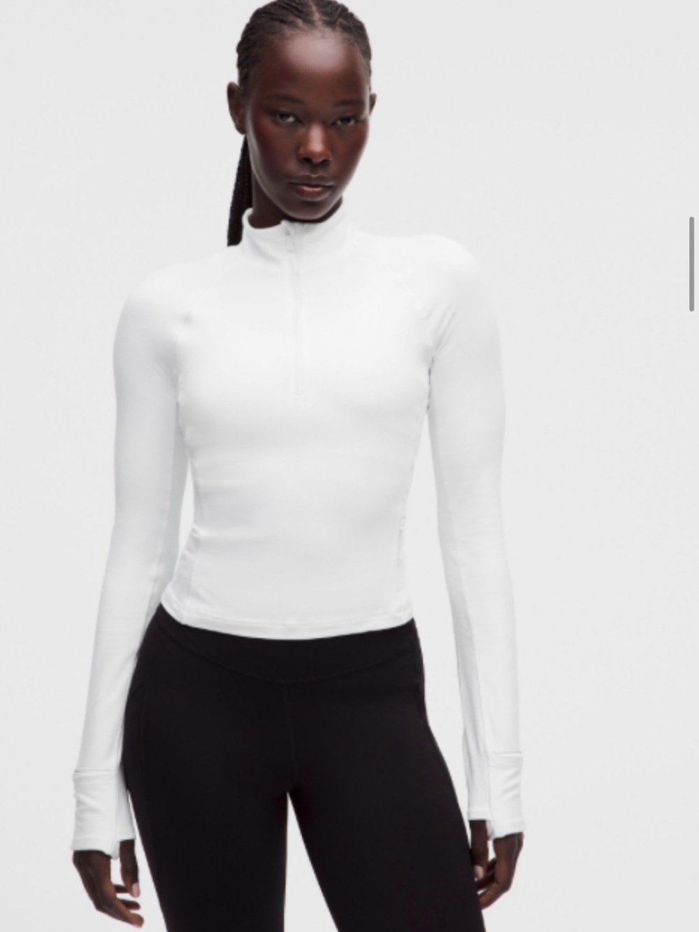 Lululemon White Cropped Half Zip